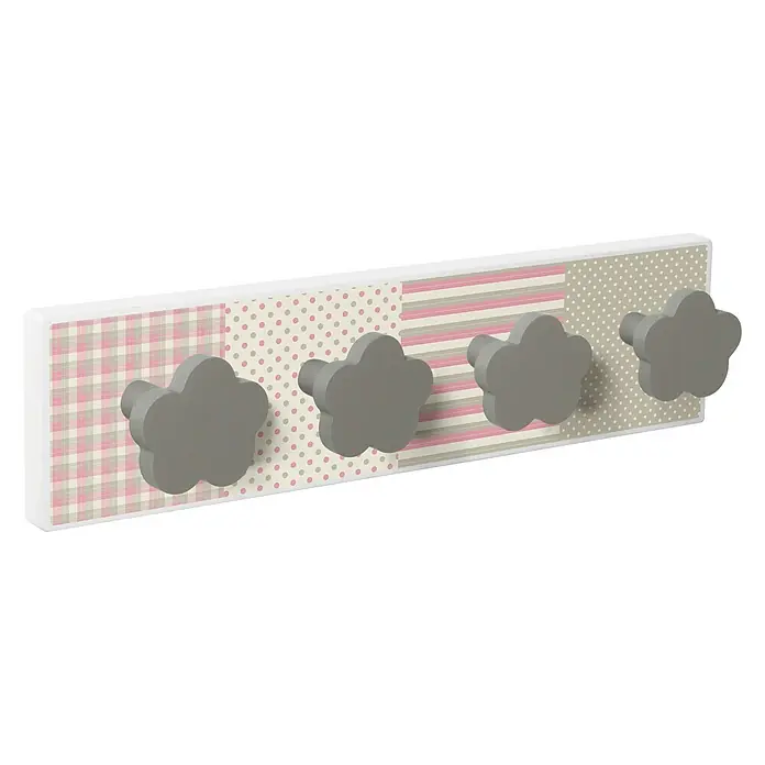 Nesu Perchero 9306 - L x An x Al: 40,3 x 10,3 x 1,6 cm, Madera, Rosa, Gris