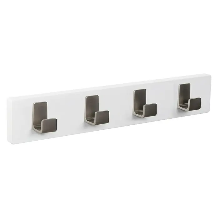 Nesu Perchero 9106 - L x An x Al: 40 x 7 x 5,6 cm, Número de ganchos: 4 ud., Blanco/Acero inoxidable