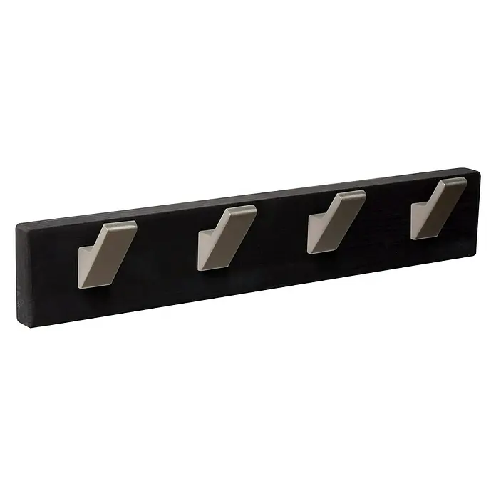 Nesu Perchero 9108 - L x An x Al: 40 x 7 x 5,6 cm, Número de ganchos: 4 ud., Negro/Acero inoxidable