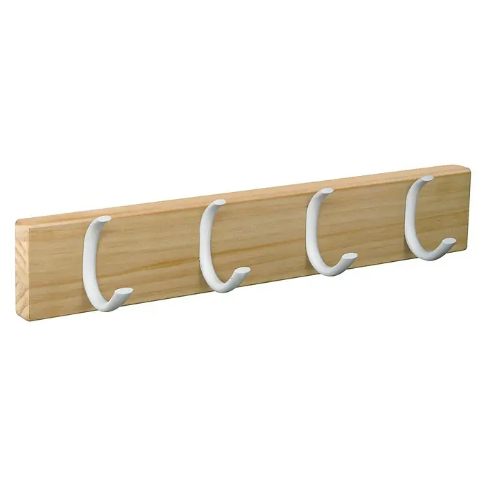 Nesu Barra para percheros 9105 - L x An x Al: 40 x 7 x 5,6 cm, Número de ganchos: 4 ud., Natural/Blanco