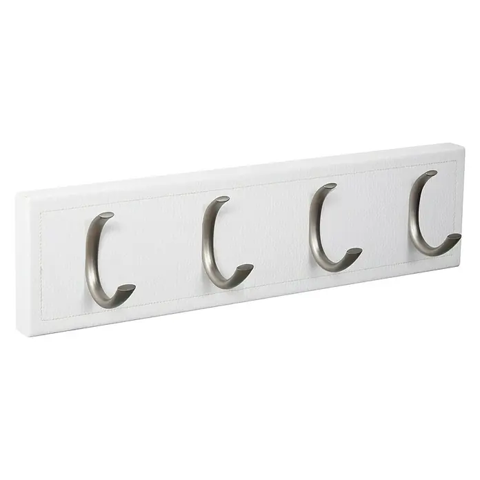 Nesu Perchero 9205 - L x An x Al: 40,3 x 10,3 x 7 cm, Cuero, Blanco/Acero inoxidable