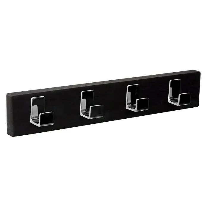 Nesu Perchero 9106 - L x An x Al: 40 x 7 x 5,6 cm, Número de ganchos: 4 ud., Negro/Cromado