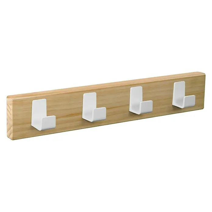 Nesu Perchero 9106 - L x An x Al: 40 x 7 x 5,6 cm, Número de ganchos: 4 ud., Natural/Blanco