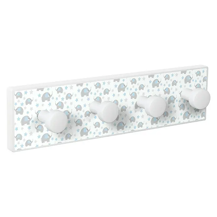 Nesu Perchero Elefantes - L x An x Al: 40,3 x 10,3 x 1,6 cm, Blanco