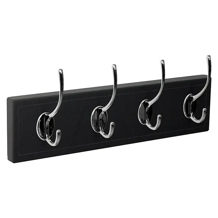 Nesu Perchero 9203 - L x An x Al: 40,3 x 10,3 x 6,4 cm, Cuero, Negro, Cromo
