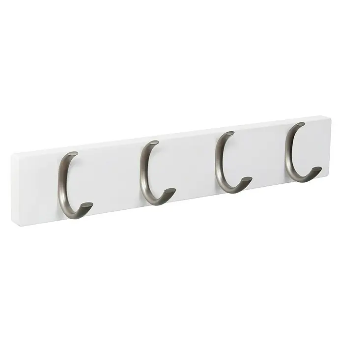 Nesu Barra para percheros 9105 - L x An x Al: 40 x 7 x 5,6 cm, Número de ganchos: 4 ud., Blanco/Acero inoxidable