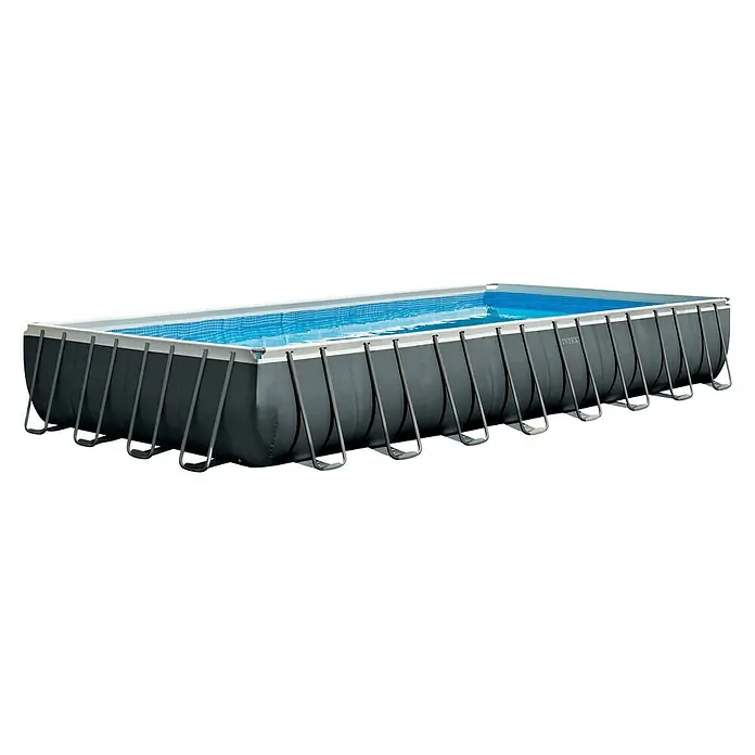Intex Set bazen s priborom Frame Pool - D x Š x V: 975 x 488 x 132 cm, Zapremnina: 54.368 l, Tamnosive boje