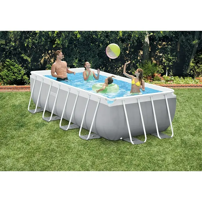 Intex Set bazen s priborom Frame Pool - D x Š x V: 400 x 200 x 100 cm, Zapremnina: 6.836 l, Sive boje