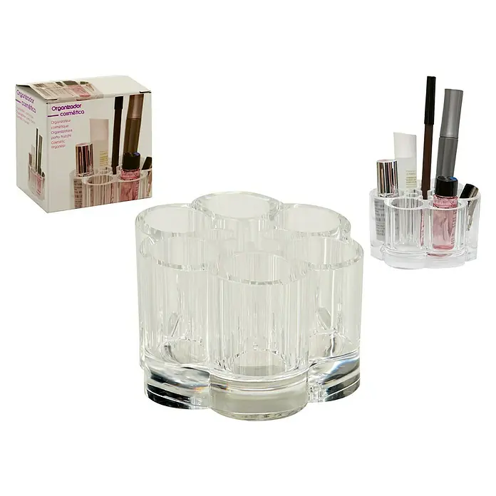 Organizador redondo 7 huecos - L x An x Al: 5,4 x 8,5 x 9,3 cm, Transparente, Plástico