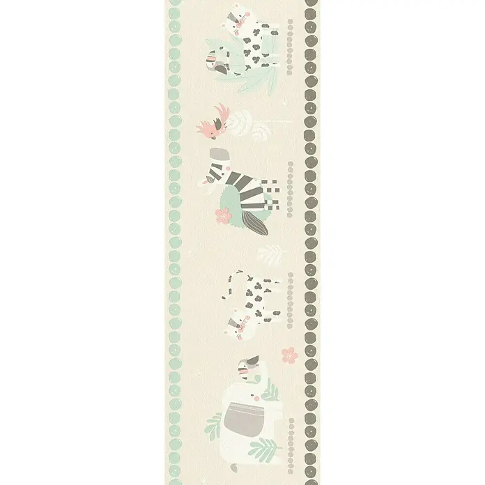 Rasch Bambino Tapetenborte Tiere - Beige, Motiv, 5 x 0,17 m, Papier - Vorderansicht