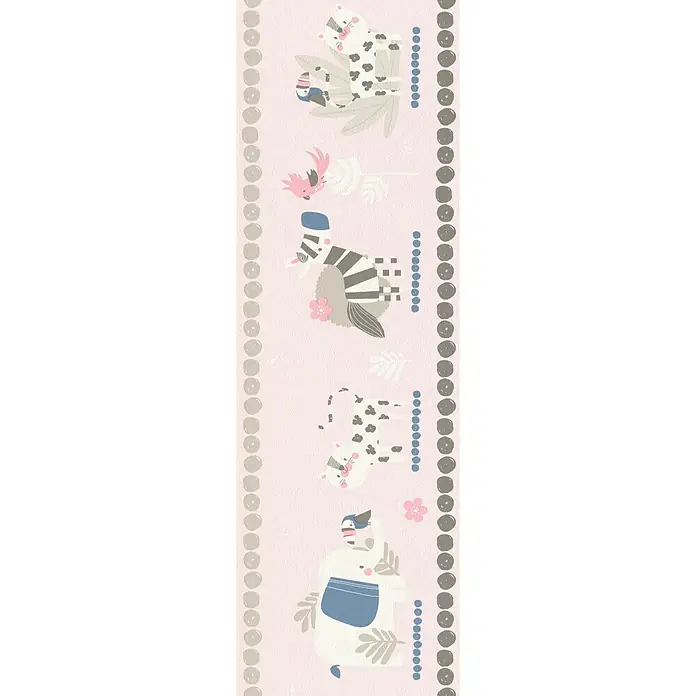 Rasch Bambino Tapetenborte Tiere - Rosa, Motiv, 5 x 0,17 m, Papier - Vorderansicht
