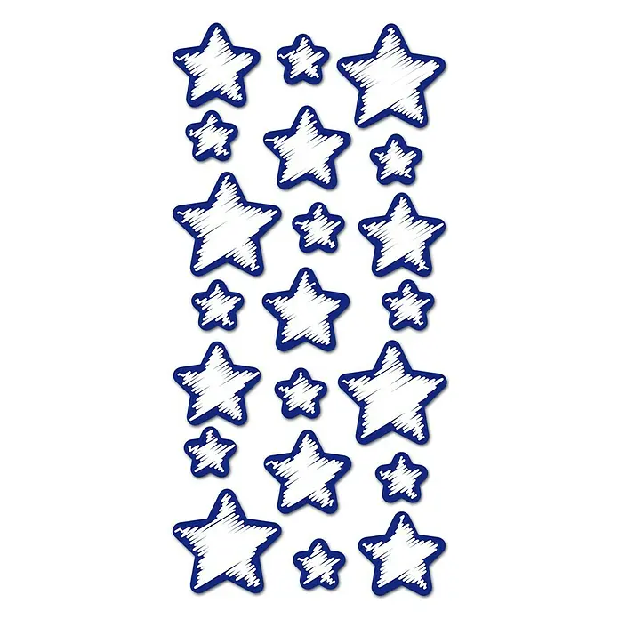 Adhesivos decorativos Stars - Blanco con borde azul, 15,5 x 34 cm