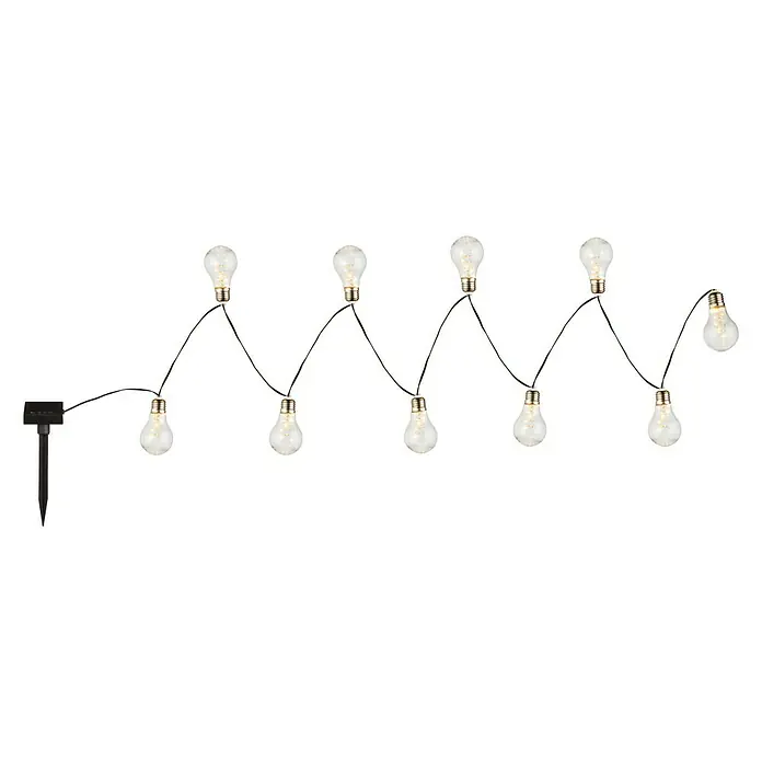 Globo Solar-Lichterkette Bulb - 10 x 0,3 W, Klar - Vorderansicht