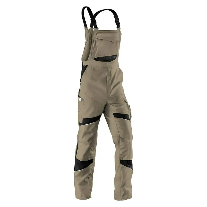 Kübler Activiq Herren-Latzhose - 56, Sandbraun/Schwarz - Vorderansicht