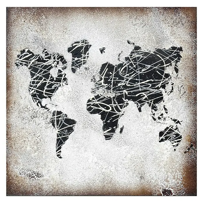 Cuadro pintado a mano - Mundo, An x Al: 40 x 40 cm