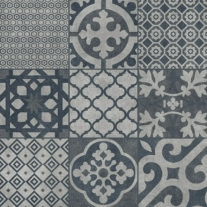 Ambiente by Palazzo Feinsteinzeugfliese Vintage - 60 x 60 cm, Schwarz, Matt