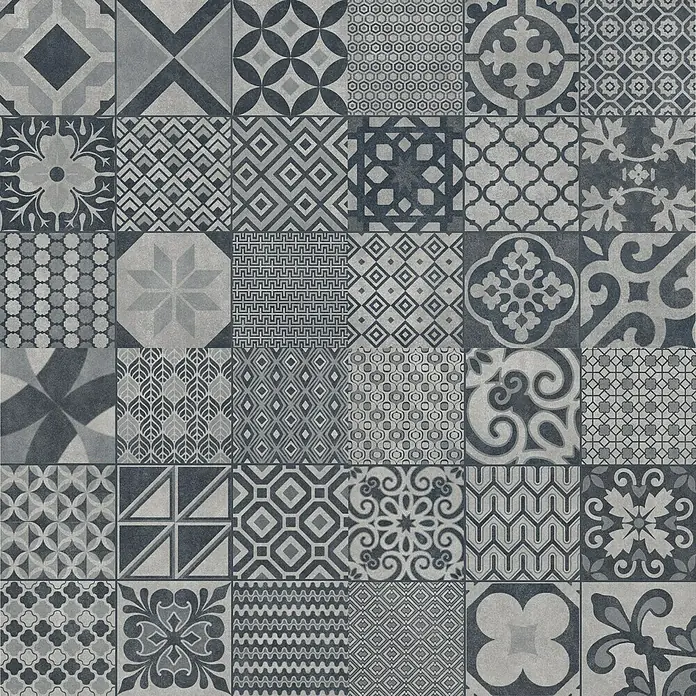 Ambiente by Palazzo Feinsteinzeugfliese Vintage - 60 x 60 cm, Schwarz, Matt