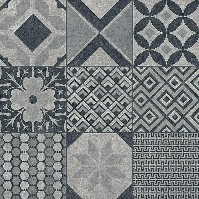 Ambiente by Palazzo Feinsteinzeugfliese Vintage - 60 x 60 cm, Schwarz, Matt