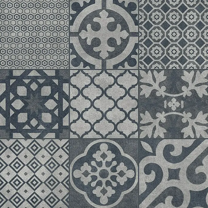 Ambiente by Palazzo Feinsteinzeugfliese Vintage - 60 x 60 cm, Schwarz, Matt
