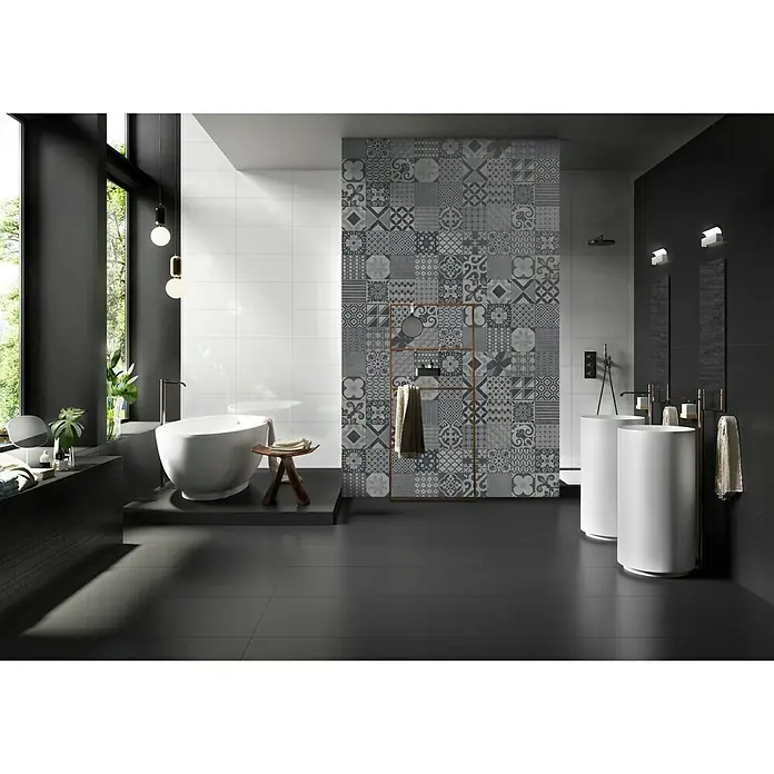 Ambiente by Palazzo Feinsteinzeugfliese Vintage - 60 x 60 cm, Schwarz, Matt