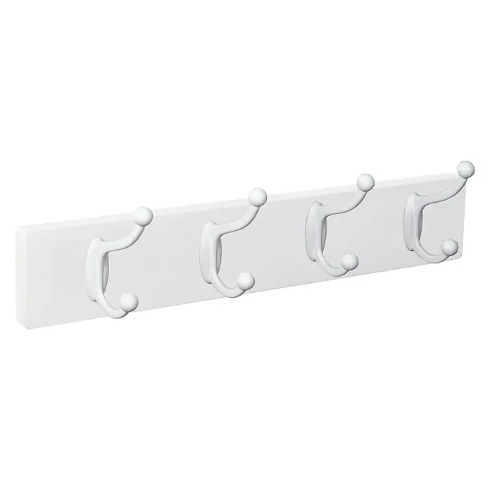 Nesu Garderobenleiste - L x B x H: 40 x 8,6 x 7 cm, Anzahl Haken: 4 Stk., Weiß - Vorderansicht