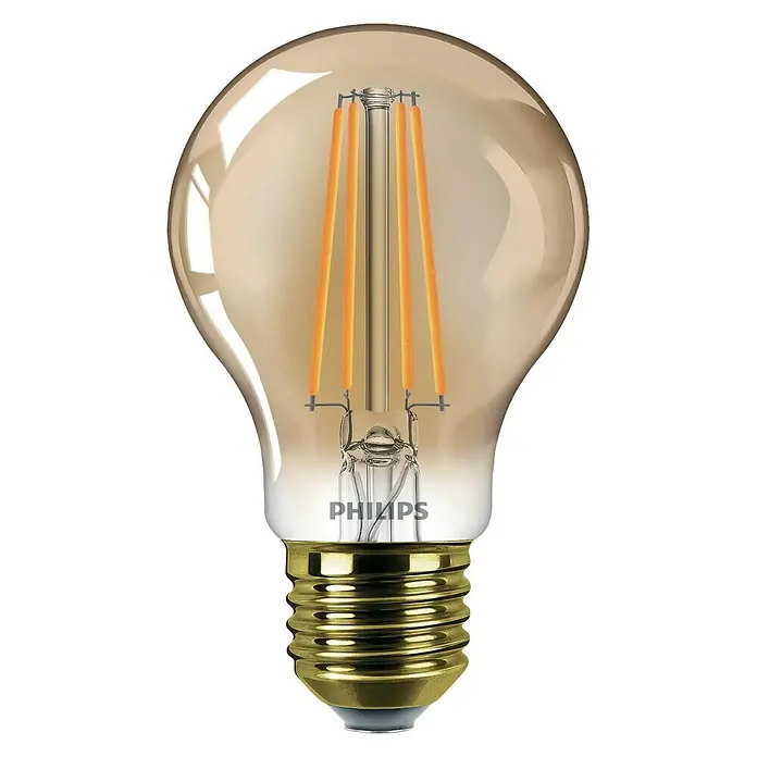 Philips Bombilla LED Vintage Gold - 8 W, E27, Color de luz: Blanco cálido, Intensidad regulable, Redonda