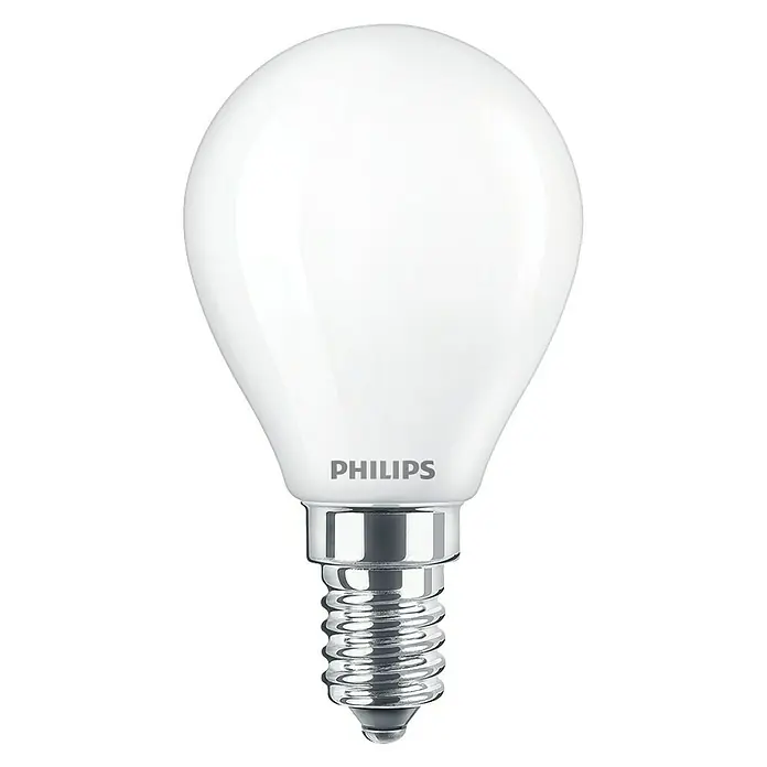 Philips Bombilla LED - 4,3 W, E14, Color de luz: Blanco cálido, No regulable, Redonda