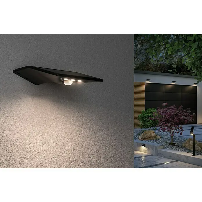 Paulmann LED-Solar-Außenwandleuchte Yoko - Bewegungsmelder, 1,2 W, Anthrazit, L x B x H: 16 x 19 x 5,7 cm
