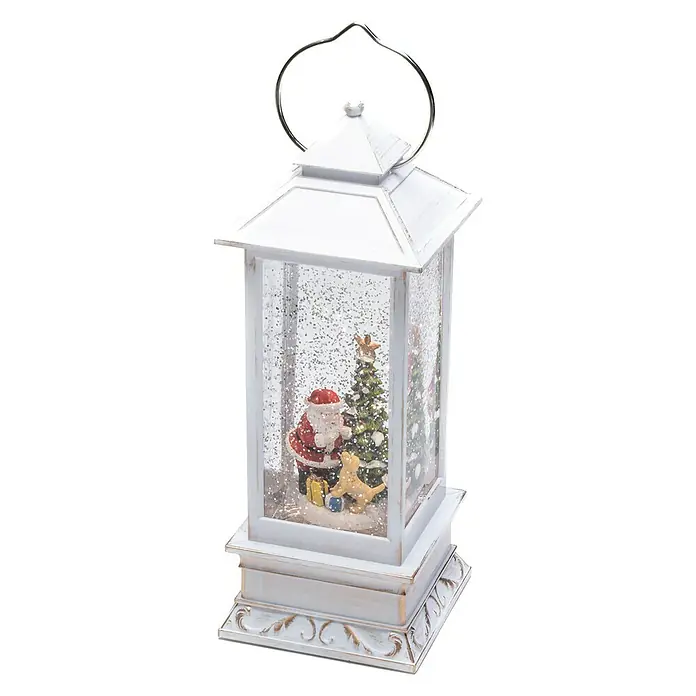 Konstsmide Led-sneeuwlantaarn Kerstman met hond - Binnen, 1 lamp, l x b x h: 10,5 x 10,5 x 27,5 cm, Werkt op batterijen