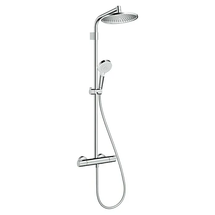 Hansgrohe Crometta Sistema de ducha Crometta S Showerpipe 240 Varia - Con grifo termostático, Distancia entre orificios: 75 cm - 85 cm, Número de tipos de chorro: 1 ud., Cromo