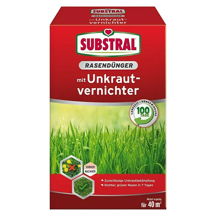 Substral Rasendünger mit Unkrautvernichter - 0,8 kg, Inhalt ausreichend für ca.: 40 m² - Vorderansicht