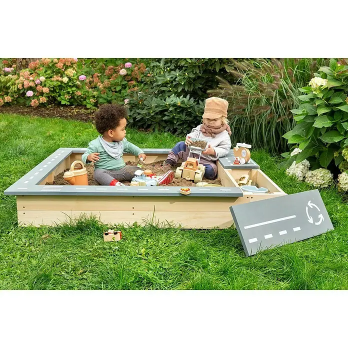 Muddy Buddy Sandkasten Highway Hero - L x B x H: 135 x 125 x 20 cm, Holz - Stimmungsaufnahme