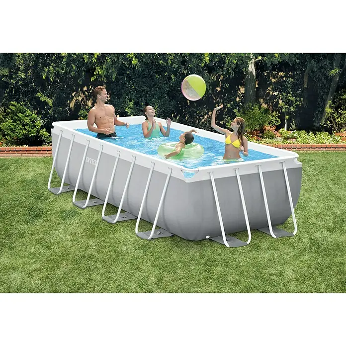 Intex Frame-Pool-Set Prism Quadra - L x B x H: 400 x 200 x 100 cm, 6,84 m³, Grau, Weiß - Stimmungsaufnahme