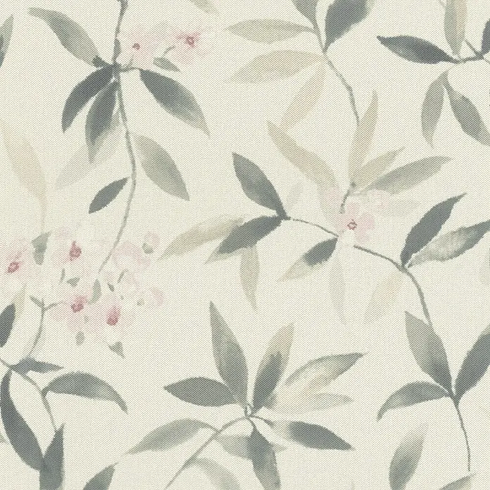 Rasch Vliestapete - Weiß/Grün, Floral, 10,05 x 0,53 m - Vorderansicht