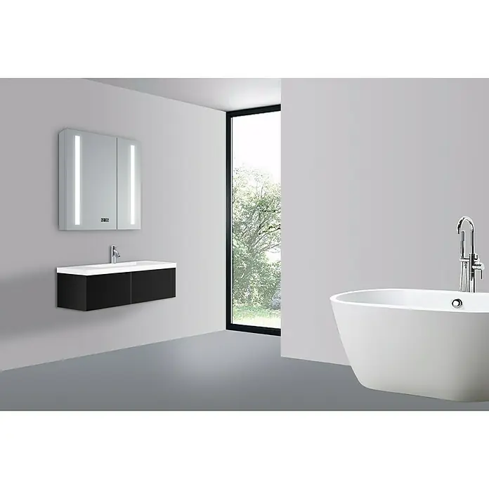 DSK LED-Spiegelschrank Aluminio Sun - B x H: 60 x 70 cm, Mit Beleuchtung, Aluminium - Stimmungsaufnahme