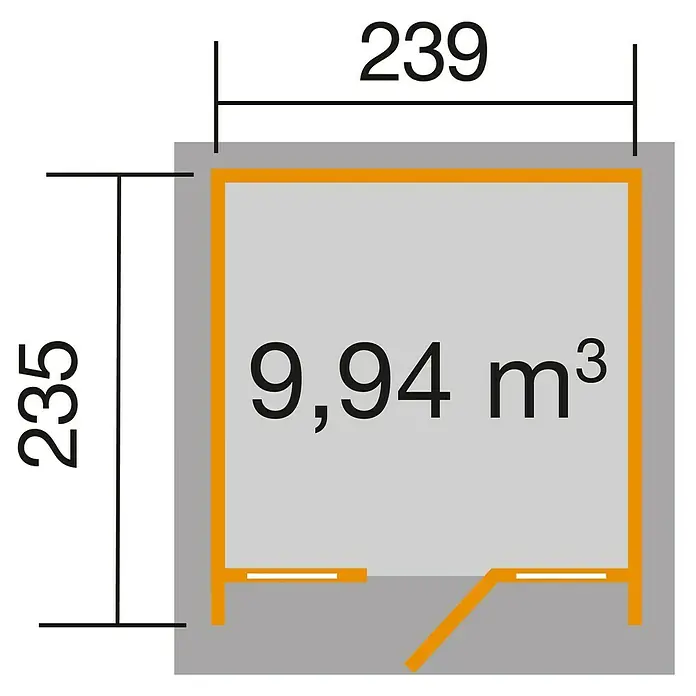Weka Gartenhaus 263 - B x T: 245 x 250 cm, Holz, 5,62 m², Wandstärke: 28 mm, Grau