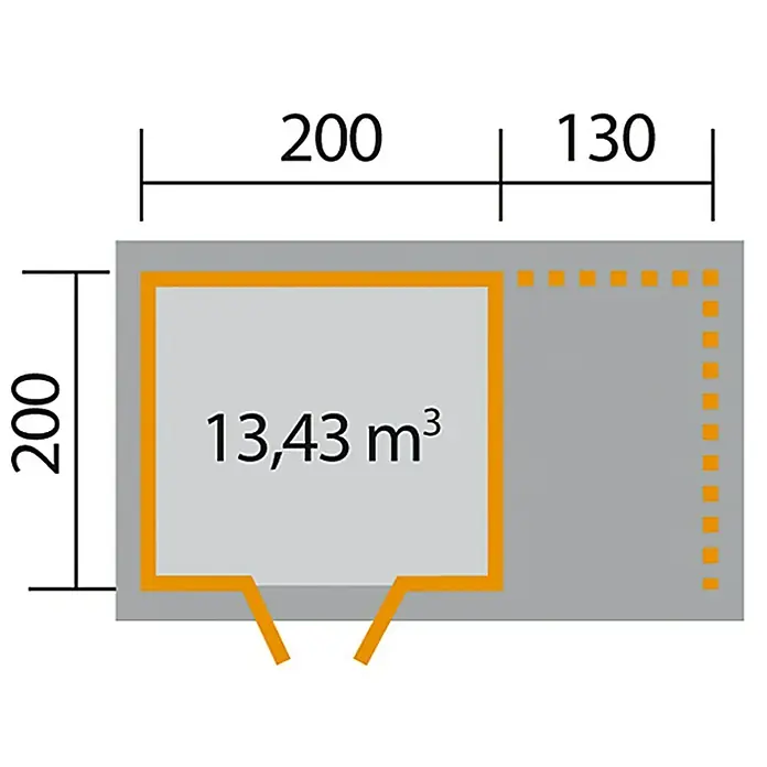 Weka Blockbohlenhaus Milano Plus - 19 mm, 6,6 m² - Ansicht von oben