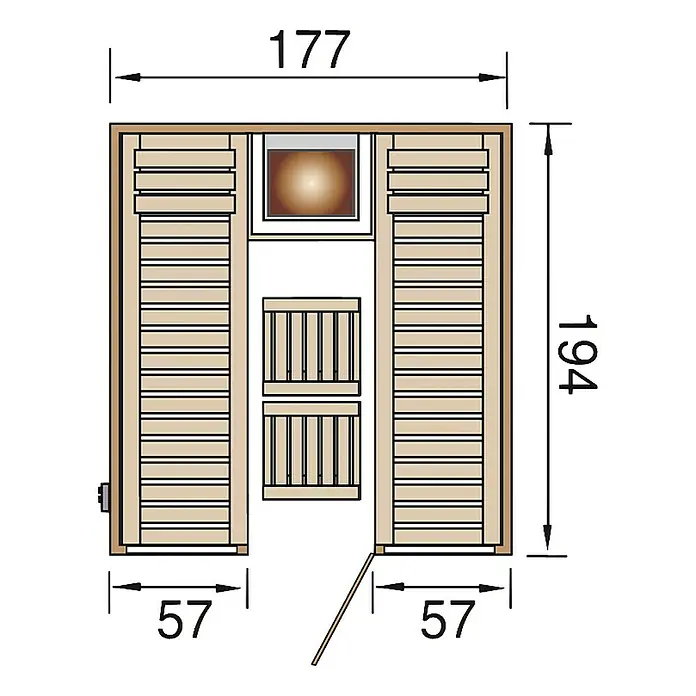 Weka Elementsauna 506 GT Gr.3 - Ohne Ofen, 194 x 177 x 199 cm - Ansicht von oben