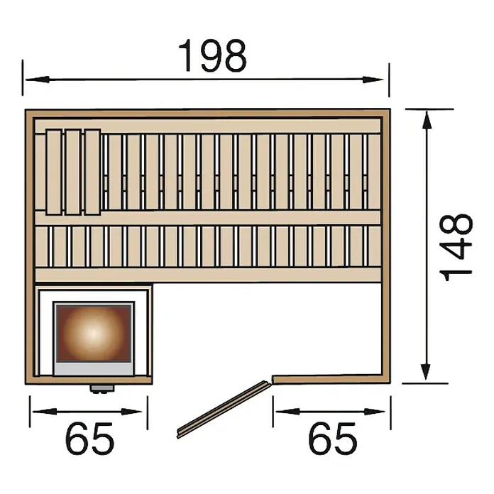 Weka Massivholzsauna 530 GT Gr.1 - Ohne Ofen, Außenmaß: 148 x 198 x 203,5 cm - Ansicht von oben