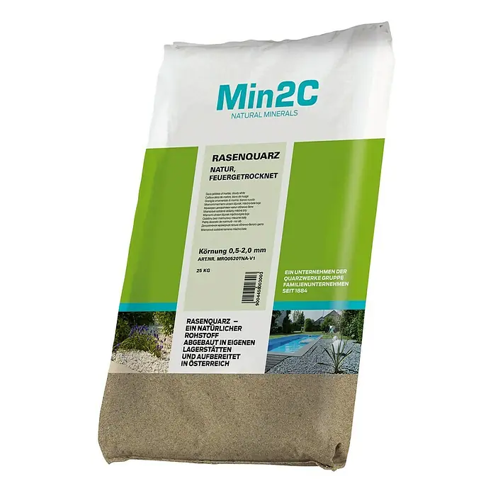 Min2C Rasenquarz - Grau/Beige, 1.200 kg, Körnung: 0,5 mm - 2 mm - Vorderansicht