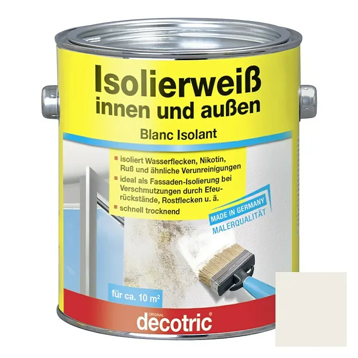 Decotric Isolierfarbe Isolierweiß - 2 l, Weiß, Matt
