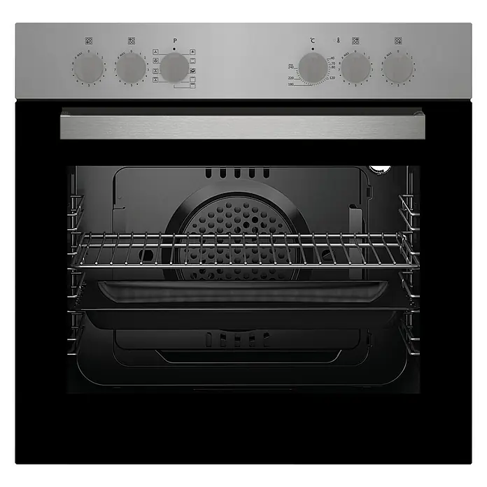 Pyramis Einbauherd-Set 60CO220 Inox + 58 HL - 6 Beheizungsarten, Rahmenloses Glaskeramikkochfeld, Edelstahl/Schwarz - Vorderansicht
