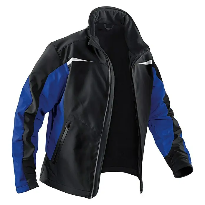 Kübler Softshell-Jacke - M, Schwarz/Kornblau - Vorderansicht