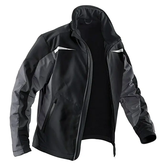 Kübler Softshell-Jacke - M, Schwarz/Anthrazit - Vorderansicht