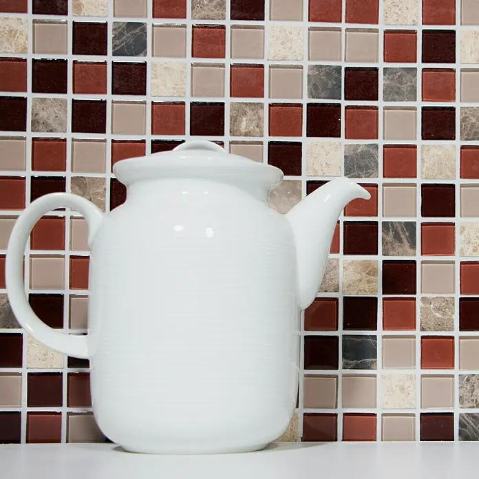 Mosaikfliese Quadrat Crystal Mix XCM M870 - 30,5 x 32,2 cm, Braun, Glänzend - Detailaufnahme