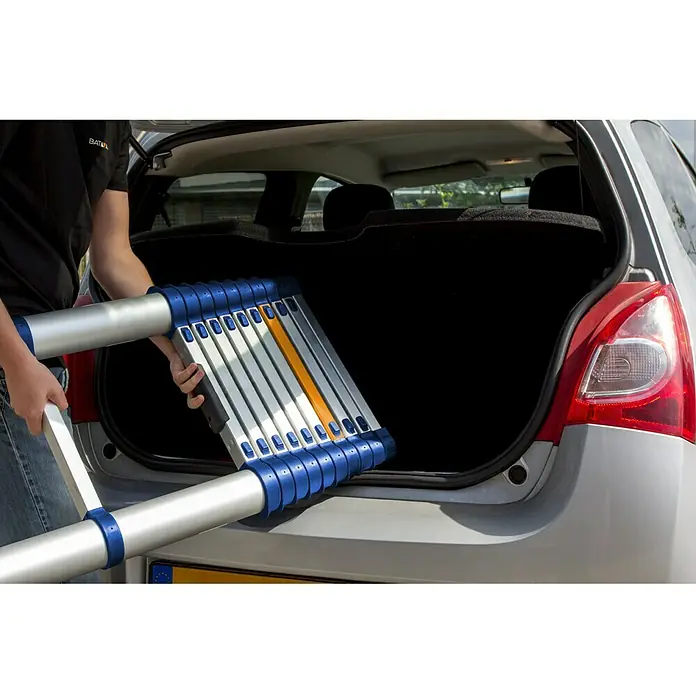 Stabilomat Teleskopleiter - Arbeitshöhe: 3,21 m, Aluminium, Transportlänge: 0,83 m - Vorderansicht