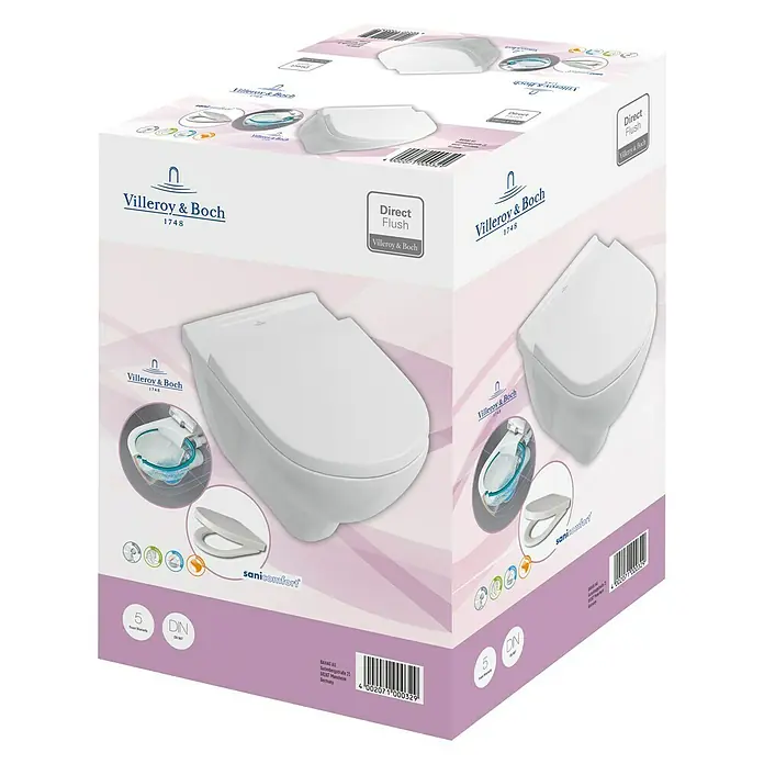 Villeroy & Boch Komplet zidne WC školjke Targa Style - Bez ruba, Bez posebne glazure, Oblik ispiranja: Duboko, WC odvod: Vodoravno, Bijele boje