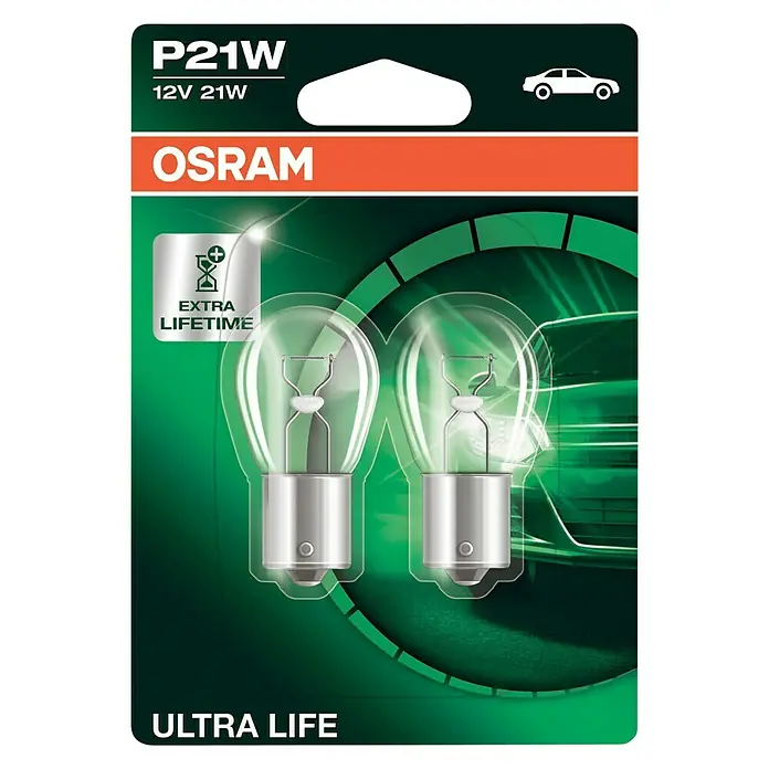 Osram Brems- & Schlusslichtleuchte Ultra Life - P21W, 2 Stk. - Vorderansicht