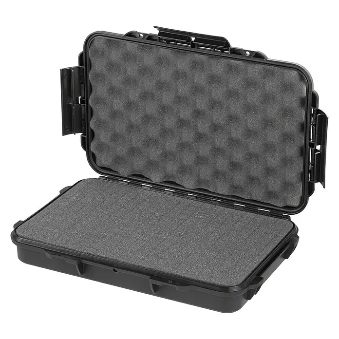 Max Vodootporan kovčeg za alat MAX 003 - D x Š x V: 350 x 230 x 59 mm, S kvadratnim umetkom od pjene, Crne boje, Plastika - Pogled sprijeda