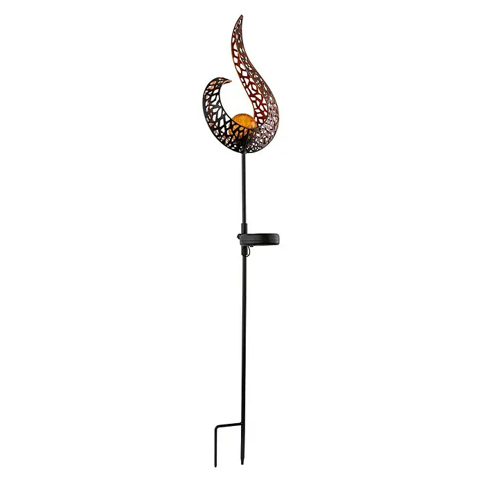Globo LED-Solar-Dekoleuchte Flamme - Schwarz, Orange, L x B x H: 16,5 x 6,5 x 90 cm - Vorderansicht